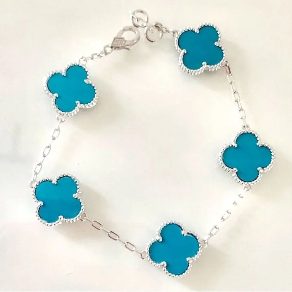 Turquoise Quatrefoil Clover 5 motifs Bracelet